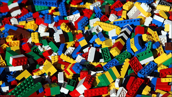 assorted-color LEGO block lot, colorful, bricks, toys, multi colored