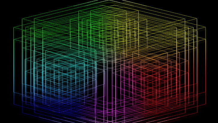 lasers, colorful, dark, lines, abstract, illuminated, no people, HD wallpaper
