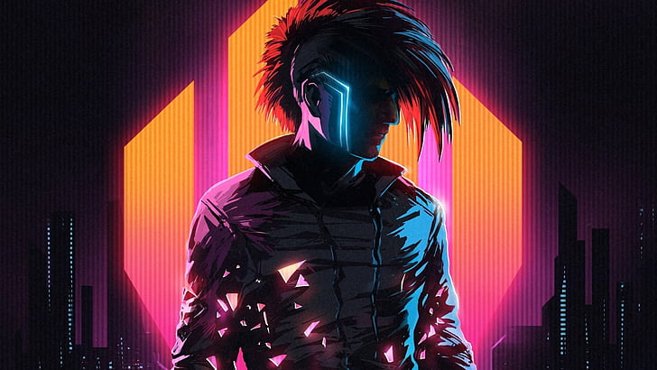 Band (Music), Scandroid, Klayton, Neon, Retro Wave, one person, HD wallpaper