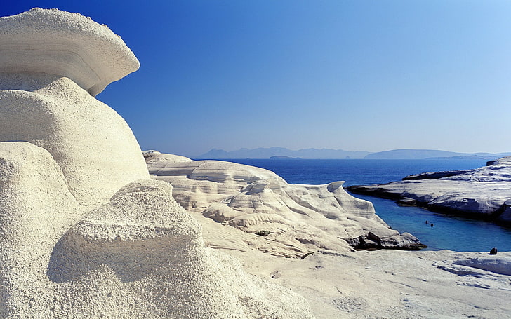 Sunny shores greece-2021 Windows 10 Desktop Wallpa.., white rock formation HD wallpaper