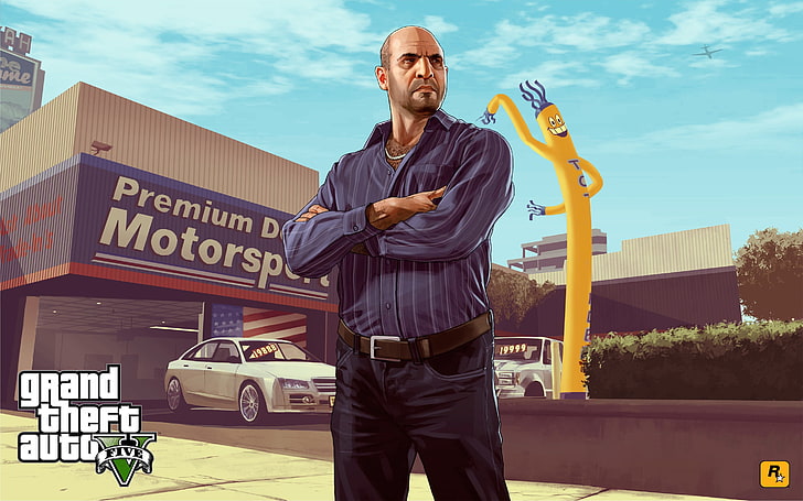 Grand Theft Auto 5 poster, Grand Theft Auto V, video games, three quarter length, HD wallpaper