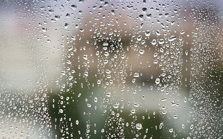 water particles, after, rain, glass, drops, window, wet, raindrop