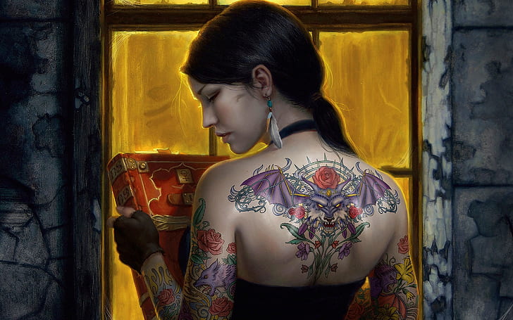 Woman With Tattoos On Her Back Background, Tattoo Pictures Woman, Tattoo,  Art Background Image And Wallpaper for Free Download