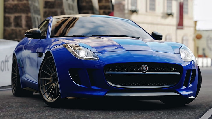 Jaguar (car), Jaguar F-Type, sports car, blue cars, mode of transportation, HD wallpaper