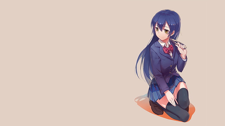 female anime character in uniform wallpaper, anime girls, simple background