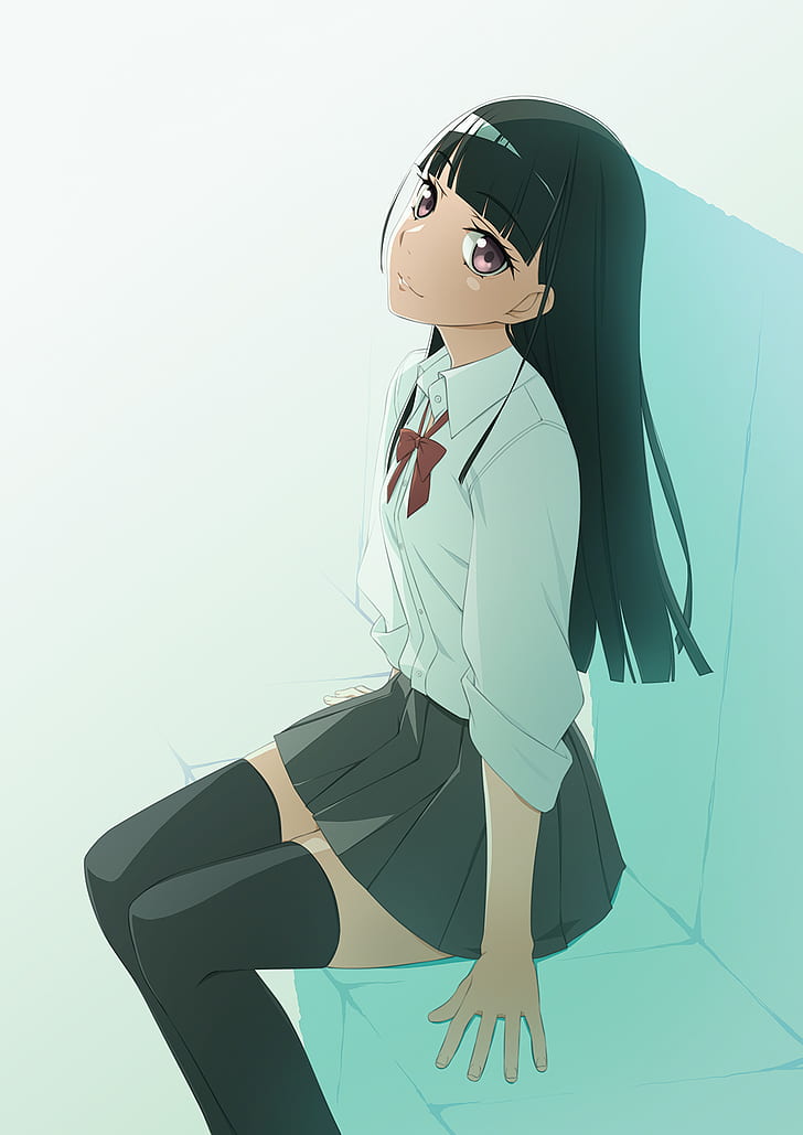 HD wallpaper: Sora yori mo Tooi Basho, anime girls, black hair, Kobuchizawa  Shirase