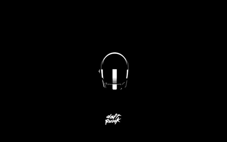 Daft Punk text, Minimalism, Music, Helmet, The inscription, Black Background