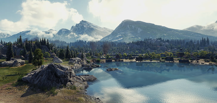 body of water, video games, World of Tanks, mountain, scenics - nature