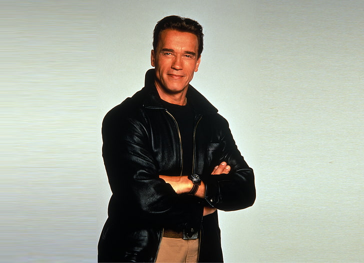 Arnold Schwarzenegger, look, watch, man, jacket, actor, looking at camera