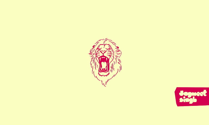 lion, jcretives, minimalism, animals, simple background, HD wallpaper