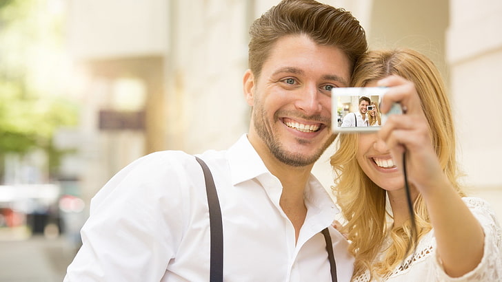 couple, Photoshop, lovers, photography, men, portrait, smiling, HD wallpaper