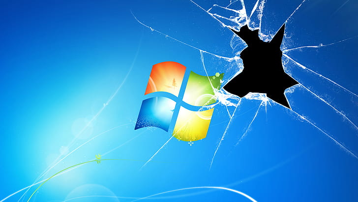 Broken Windows, microsoft windows logo, brand and logo, HD wallpaper