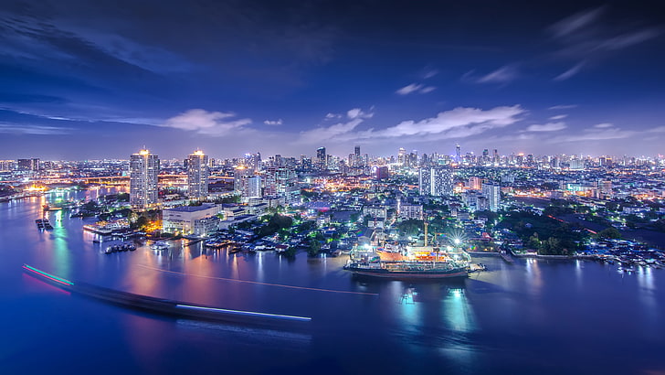 Bangkok In Twilight Cityscape Chao Phraya River In Thailand Ultra Hd Wallpapers For Desktop Mobile Phones And Laptop 3840×2160