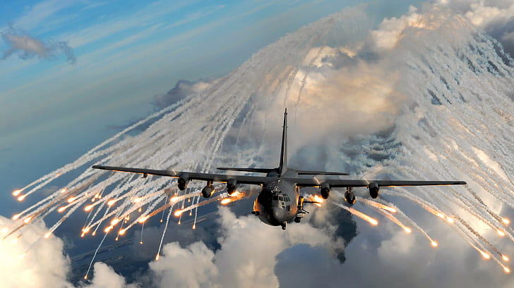 AC-130, aircraft, Lockheed C-130 Hercules, military, military aircraft, HD wallpaper