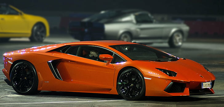 orange Lamborghini Aventador scale model, cars, automobile, top  gear  live