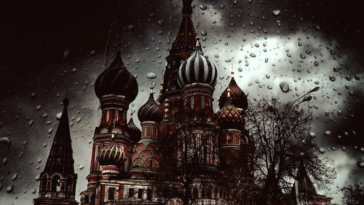 darkness, moscow, russia, gothic architecture, sky, temple, HD wallpaper
