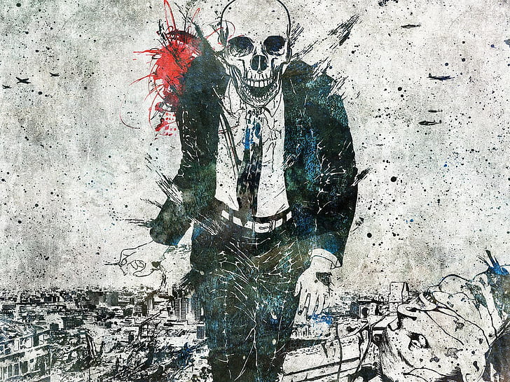 HD wallpaper: paint splatter, skull, men, artwork, Alex Cherry, suits |  Wallpaper Flare
