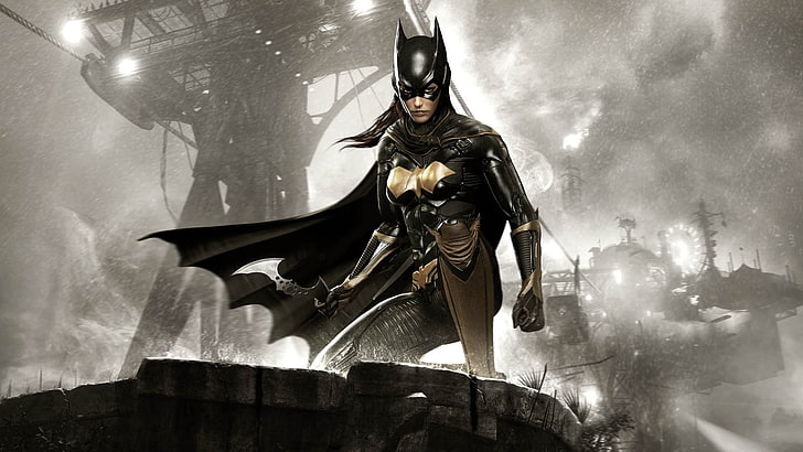 Batgirl, Batman: Arkham Knight, Rocksteady Studios, weapon, architecture, HD wallpaper