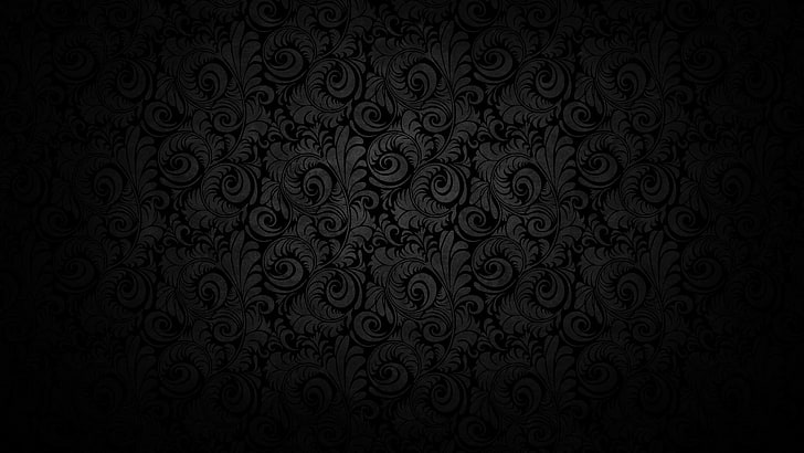 black and gray floral digital wallpaper, pattern, backgrounds