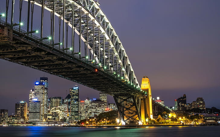 Sydney Harbour Bridge, Australia, night city, HD wallpaper