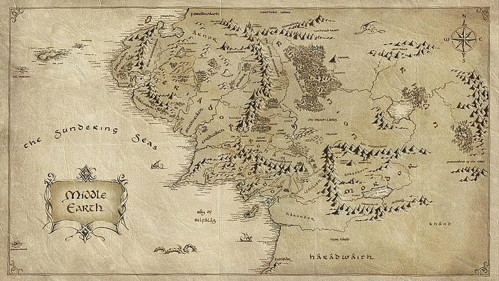 map, Middle earth, The Lord Of The Rings, HD wallpaper