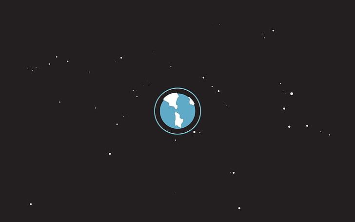 World map illustration, Earth, stars, space, minimalism, dark
