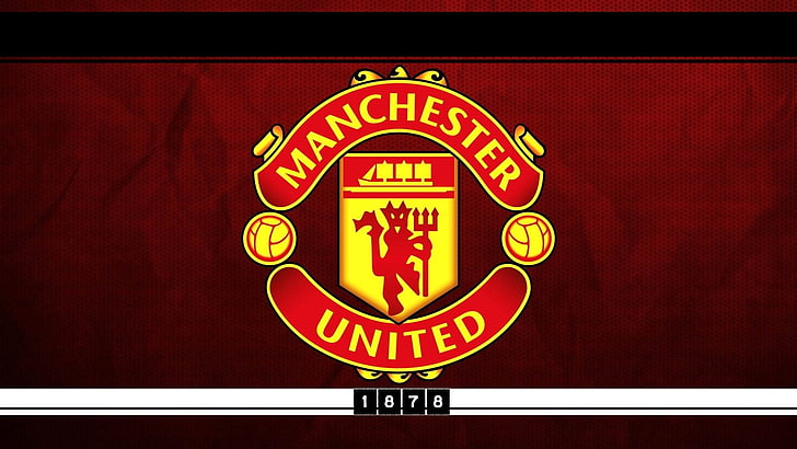 Manchester United logo, soccer clubs, England, sports, text, communication
