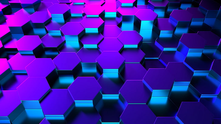 honeycomb digital pattern, hexagons, shape, rendering, highlighting, HD wallpaper
