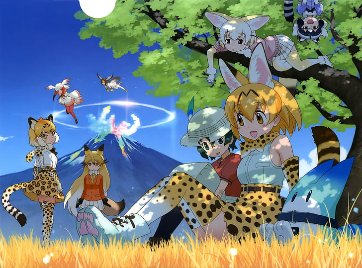 Anime, Kemono Friends, Crested Ibis (Kemono Friends), Ezo Red Fox (Kemono Friends), HD wallpaper