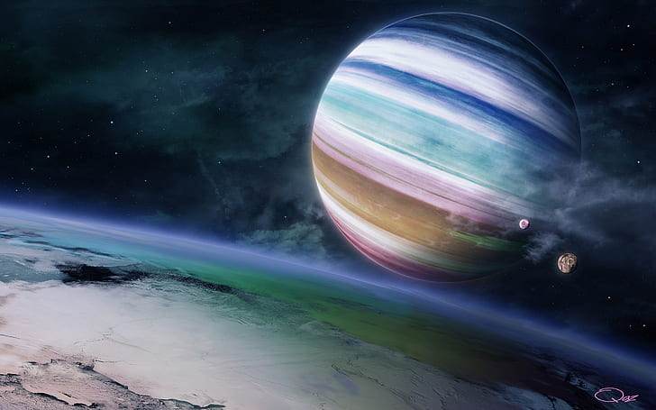 Colorful gas giant planet, HD wallpaper