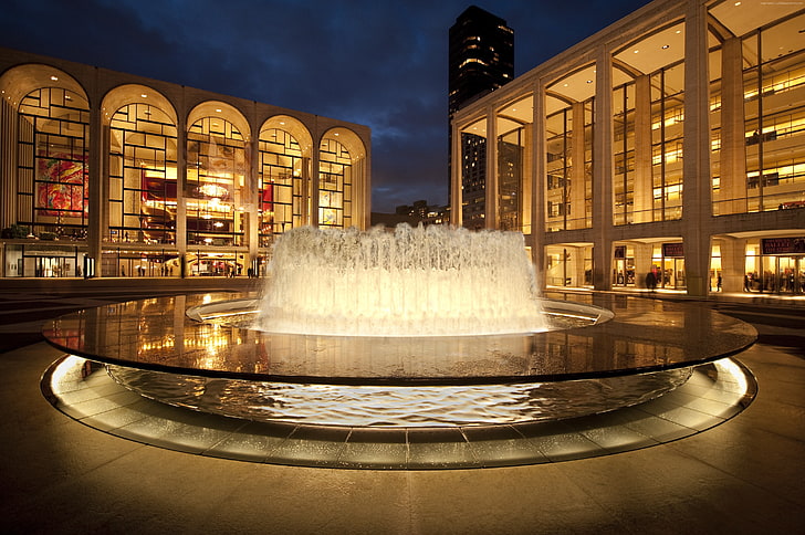 travel, Lincoln Center for the Performing Arts, fountain, USA, HD wallpaper