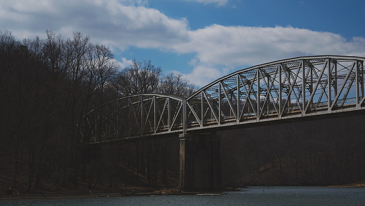 gray bridge, photography, river, connection, built structure