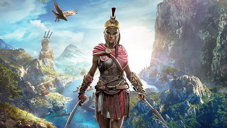 Kassandra, fantasy, girl, assassins creed odyssey, game, one person