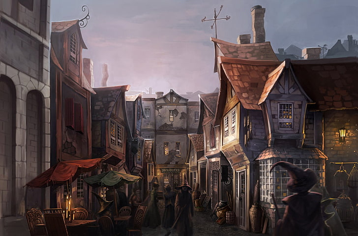 Video Game, Pottermore, Candle, Diagon Alley, Evening, Fan Art, HD wallpaper