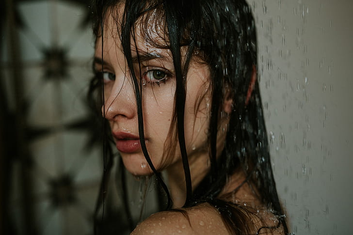 women, wet, rain
