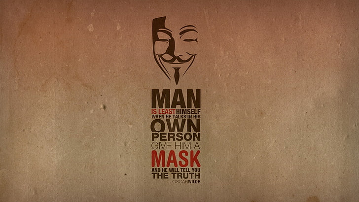 Guy Fawkes Mask with quote digital wallpaper, anonymous, masks