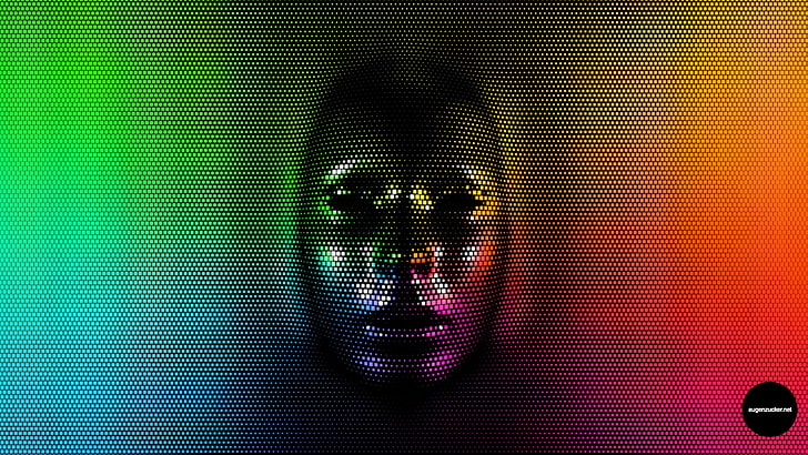 man's face illustration, pixels, colorful, digital art, adult