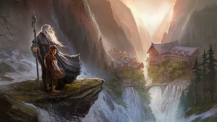 Gandalf and Bilbo Baggins - The Hobbit, the hobbit painting, artistic, HD wallpaper