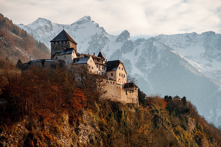 landscape, nature, castle, snow, Liechtenstein, Vaduz Castle