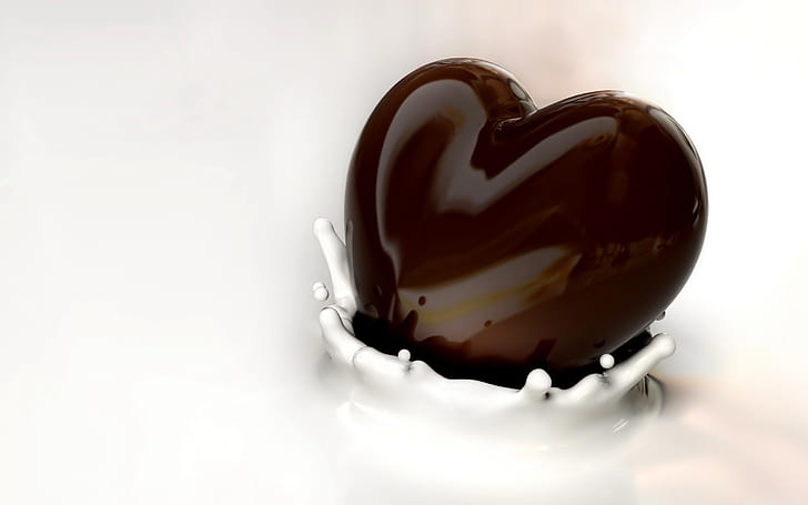 HD wallpaper: Heart Chocolate and Milk, 3d, love, black, white, sweet |  Wallpaper Flare