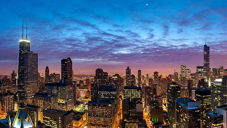 Chicago cityscape, high rise buildings, world, 1920x1080, illinois, HD wallpaper