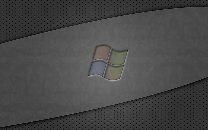 Microsoft logo, windows, gray, green, blue, backgrounds, technology, HD wallpaper