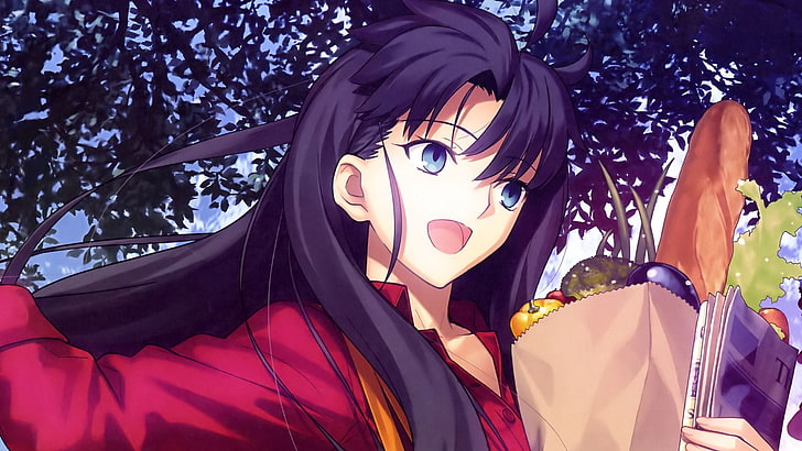 Fate/Stay Night Rin wallpaper, woman anime character, Tohsaka Rin