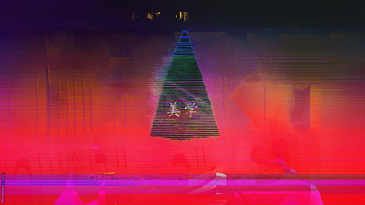 untitled, glitch art, neon, abstract, triangle, Japan, vaporwave