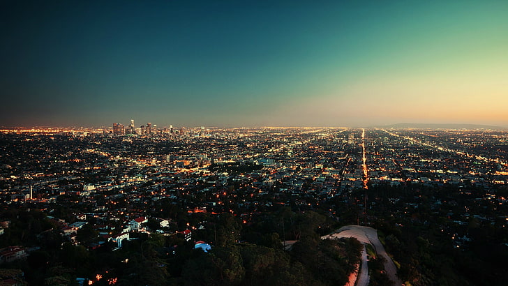 aerial photography of city, Los Angeles, California, cityscape, HD wallpaper