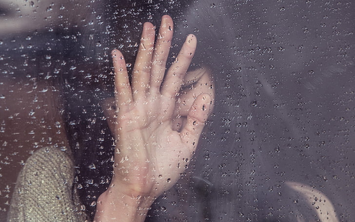 rain, girl, shy, asian, nature, human body part, wet, one person, HD wallpaper