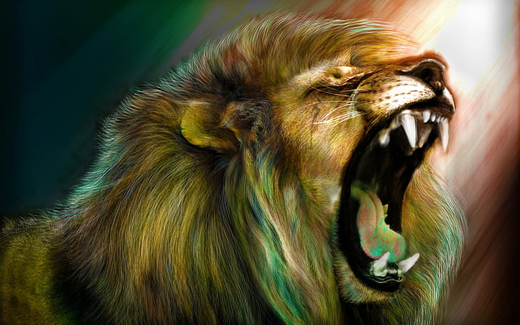 The Lion's Roar, lion illustration, artistic, HD wallpaper