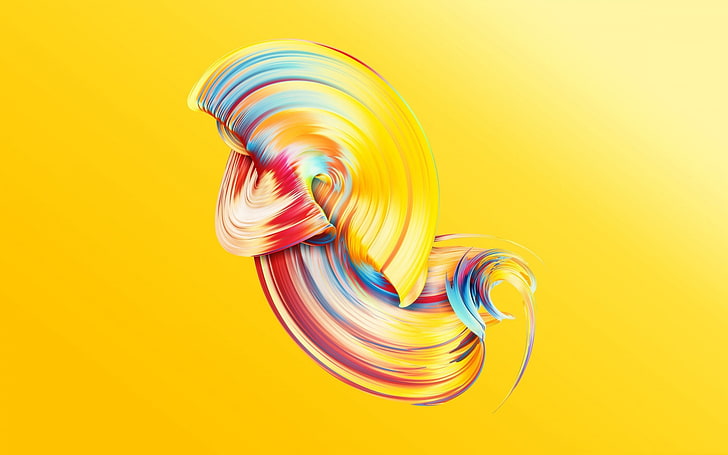 shapes, colorful, abstract, digital art, yellow, multi colored, HD wallpaper