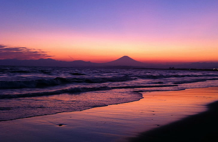 beach during sunset, Shonan, Sunset  beach, japan, iphone4, kanagawa