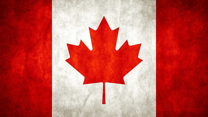 flag, Canada, red, patriotism, maple leaf, backgrounds, textured, HD wallpaper